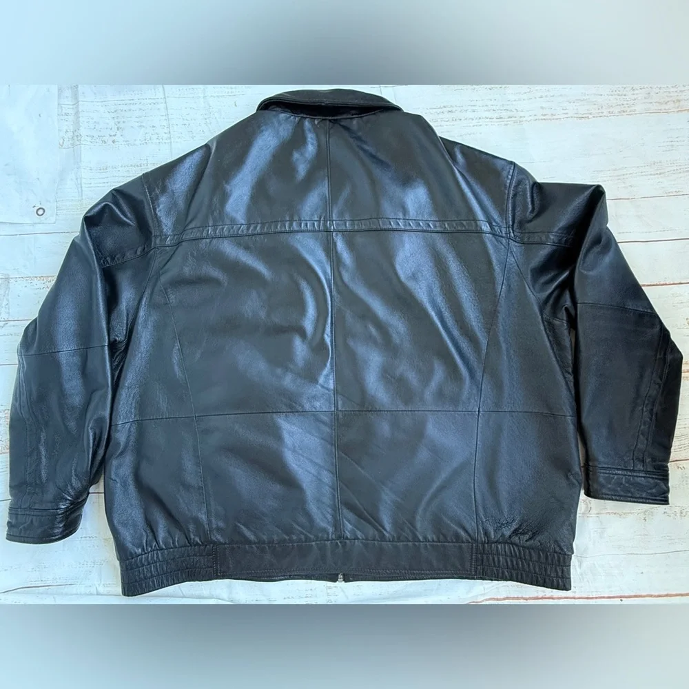 VYG Harbor Bay Men’s Genuine Leather Jacket | Black | 3XL | Classic‎ Zip-Up Coat - Picture 9 of 16